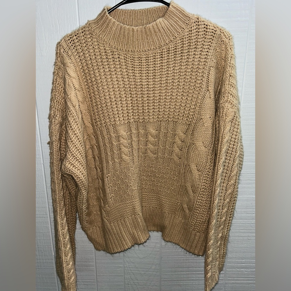 Time and Tru Cable Knit Sweater - Cream